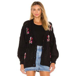 For Love And Lemons Black Floral Cardigan